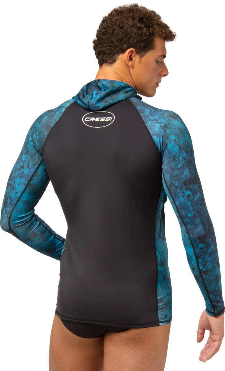 Cressi Üniseks Cobia Hunter Rash Guard Rash Guard su sporları ve göğüs kemiği koruması için kapüşonl