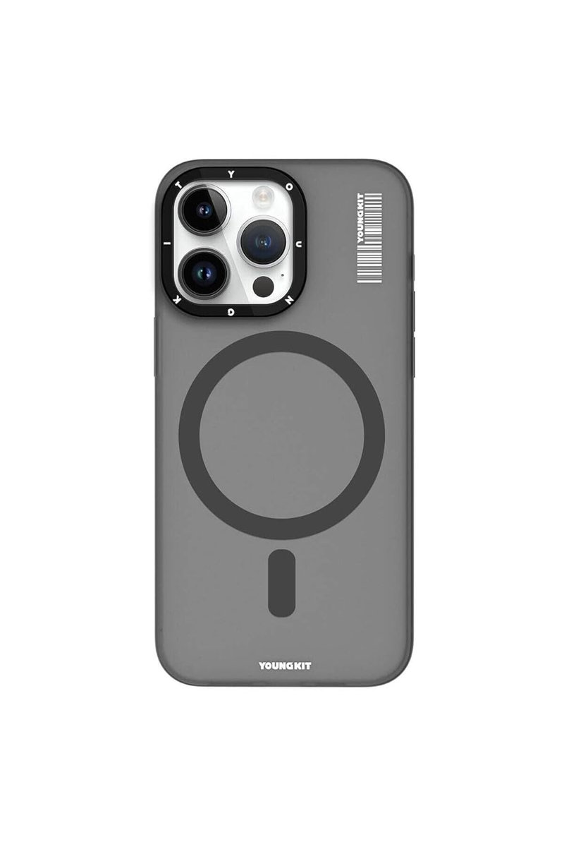 Youngkit iPhone 15 Pro Uyumlu Kılıf Magsafe ile Uyumlu Youngkit Hidden Sand Serisi Kapak Gri