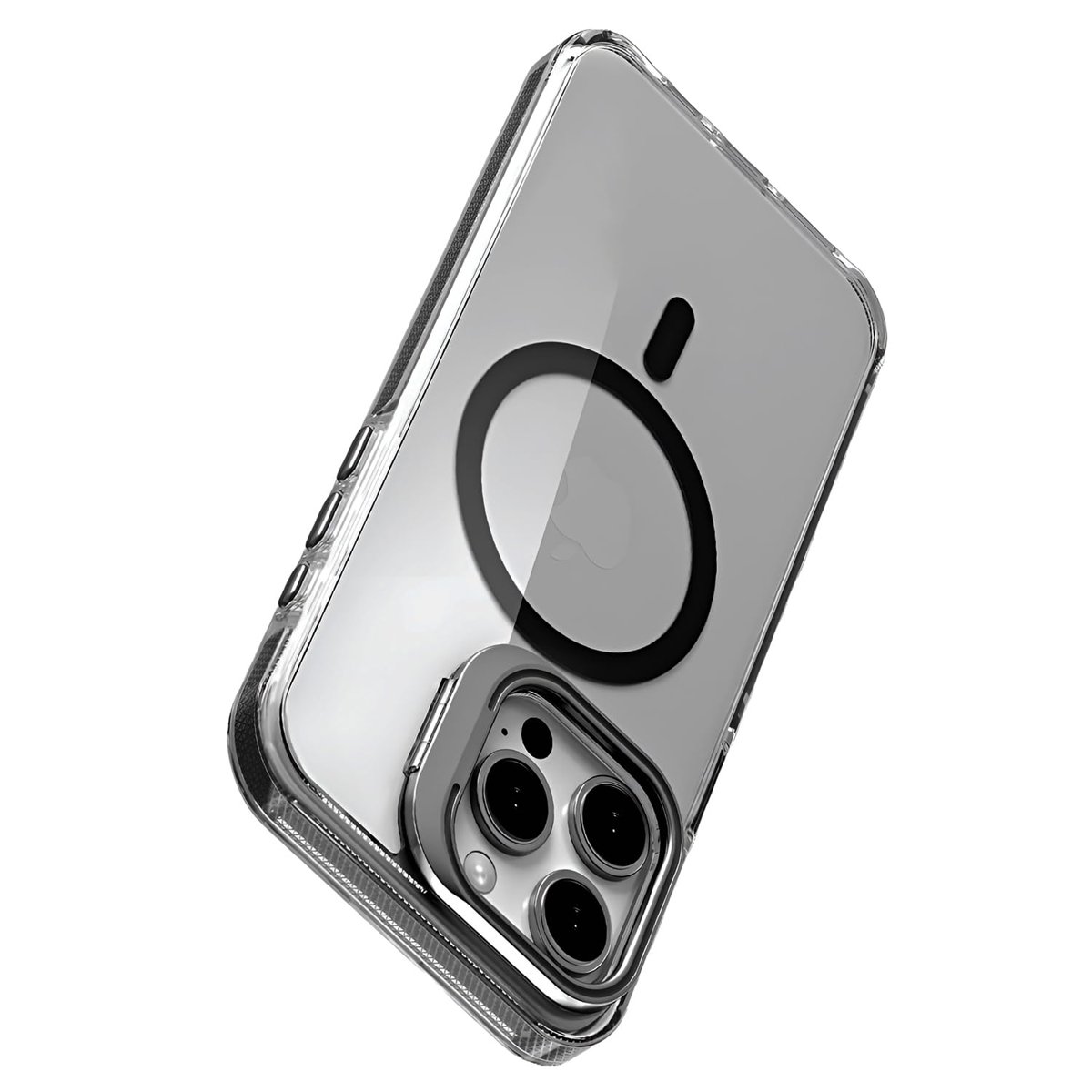 Minesk iPhone 13 için Magsafe ile Uyumlu Luxo Serisi Yüksek Kalite Kılıf Ultra Şeffaf Görünüm Ve Standlı Ergonomik Tasarım (Beyaz, 13)