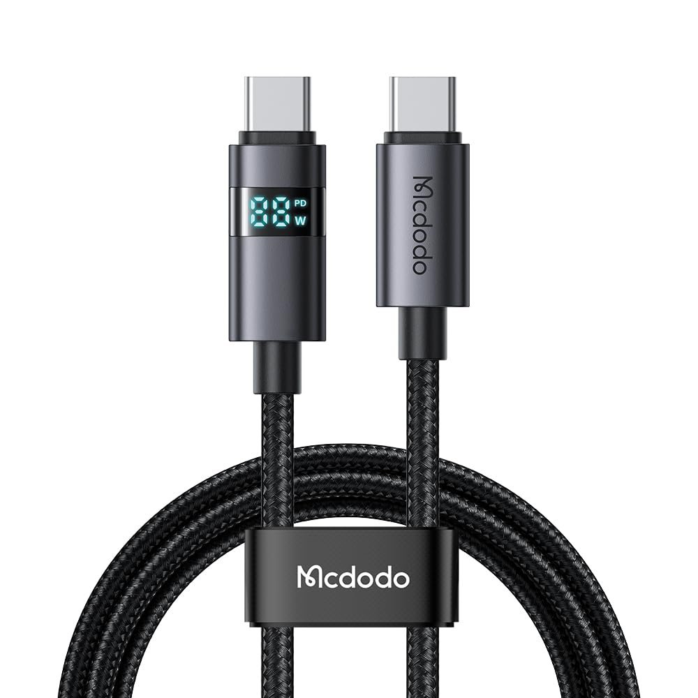 Mcdodo Ca-5610 USB-C To USB-C 100W Kablo Yatay Led Ekranli Siyah
