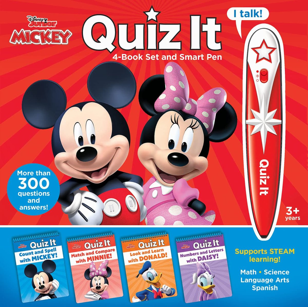 Disney Mickey Mouse and Minnnie Mouse – Quiz it Pen 4-Book Set and Talking Smart Pen – Interactive E