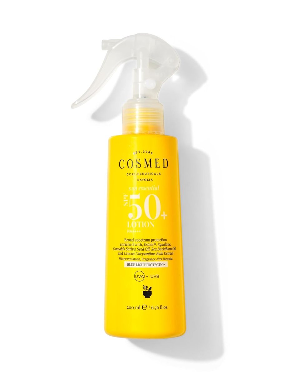 Cosmed Tüm Cilt Tipleri için Aile Boy Yüz ve Vücut Sprey Güneş Kremi - Lotion SPF50+ - 200 ml