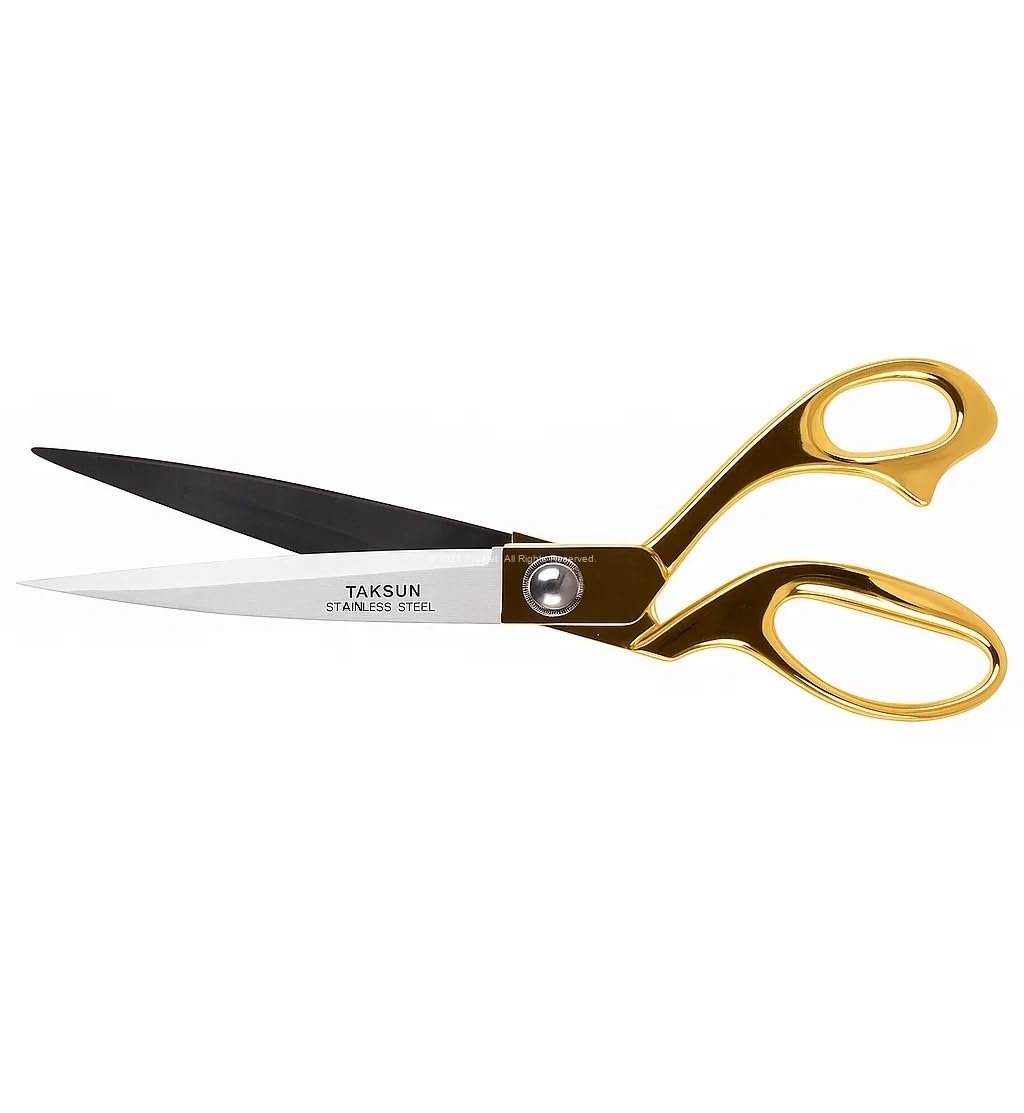 Proalet Taksun Profesyonel Makas, No.1250, Paslanmaz Çelik, Karton, Kumaş Kesimi, Ergonomik, Yüksek Kalite, Uzun Ömürlü, Hassas Kesim, Terzi Makası, Gold, 10"