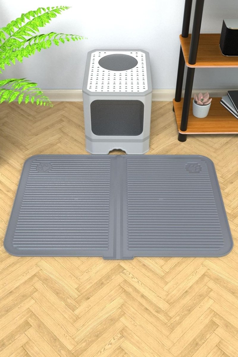 ATA HOME Silikon Mama ve Kum Matı Havuzlu Yıkanabilir Kedi Tuvaleti Önü Kedi Kumu Paspası Büyük Boy 40x60, Antrasit