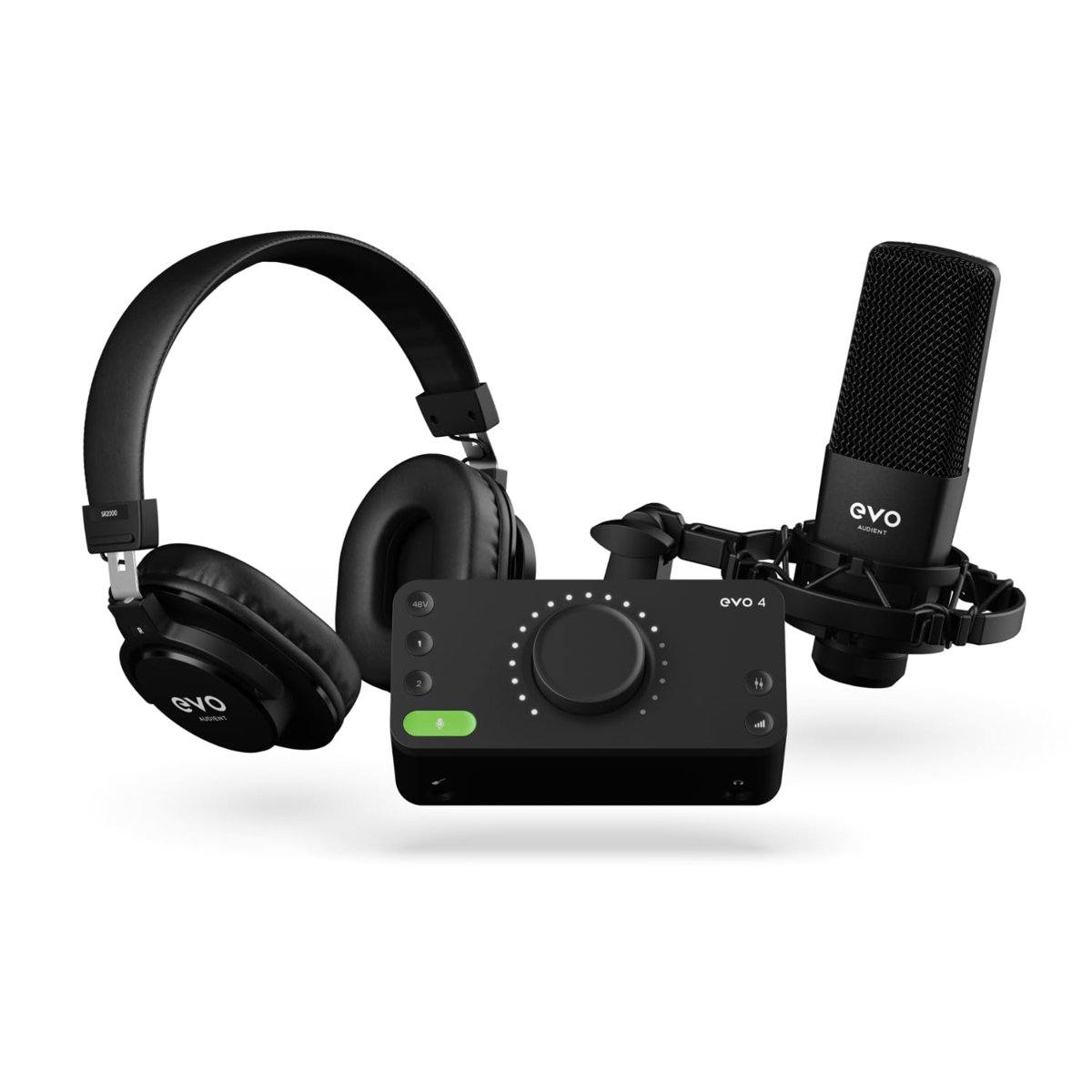 Audient EVO Start Recording Bundle (EVO 4 ses kartı, SR1 geniş diyaframlı kondenser mikrofon, SR2000