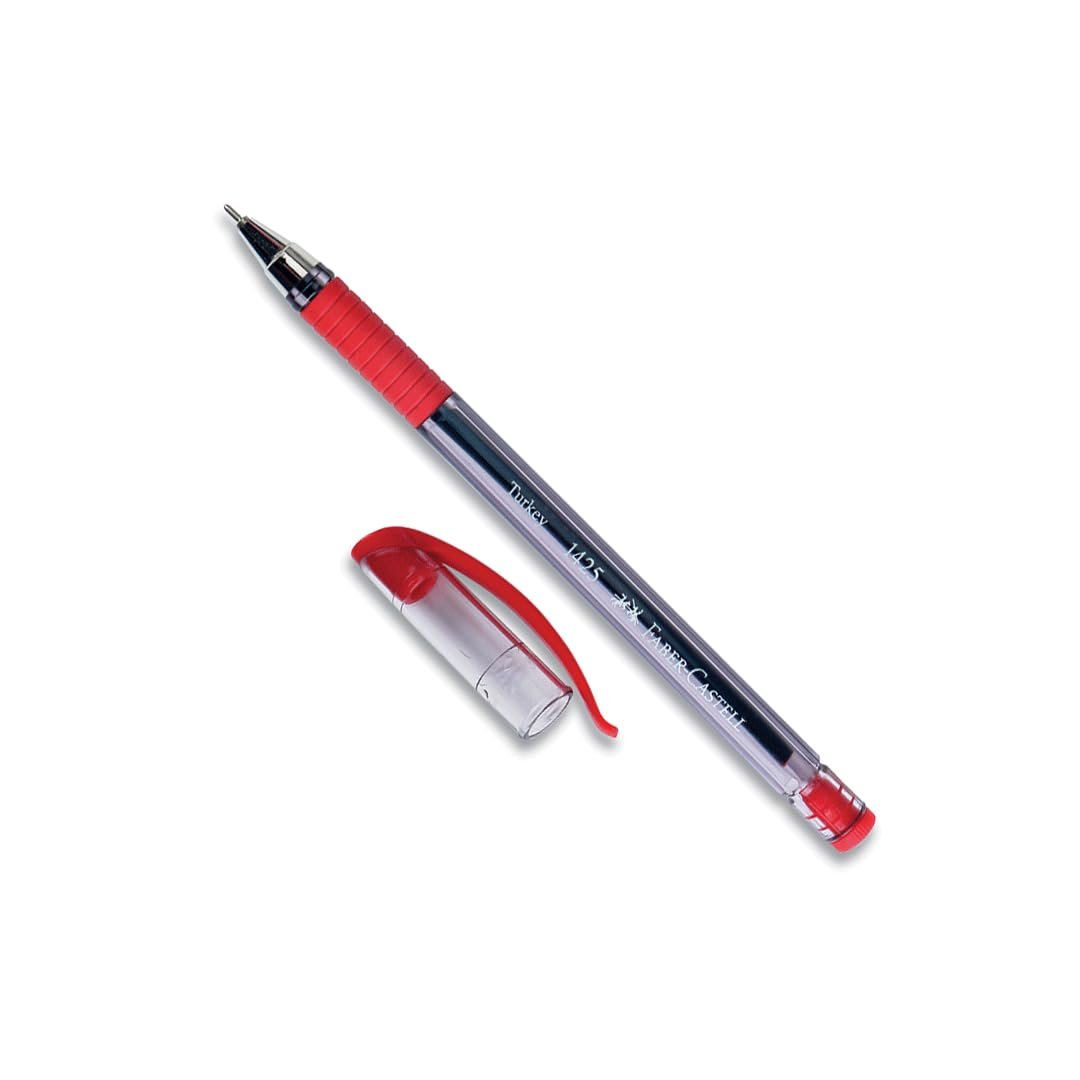 Faber-Castell İğne Uç Tükenmez Kalem Seti, 10’lu, Kırmızı, 0.7 mm, Rahat Yazım, Ergonomik Tutuş