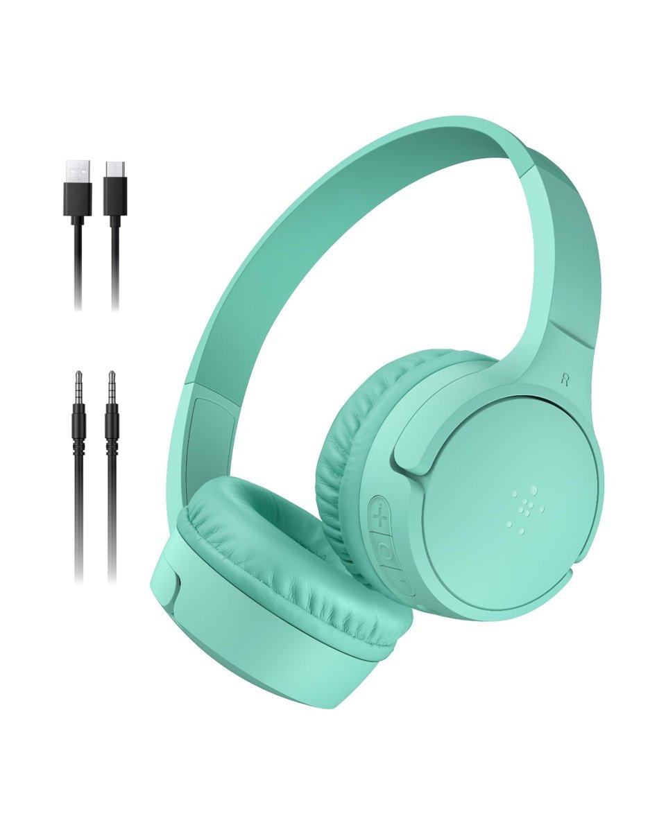Belkin SoundForm Mini Çocuk Kablosuz Kulaklık – Dahili Mikrofon, 30 Saat Çalma, Eğlenceli Çıkartmalar, Okul, Seyahat, iPhone, iPad, Galaxy için Kulak Üstü Tasarım