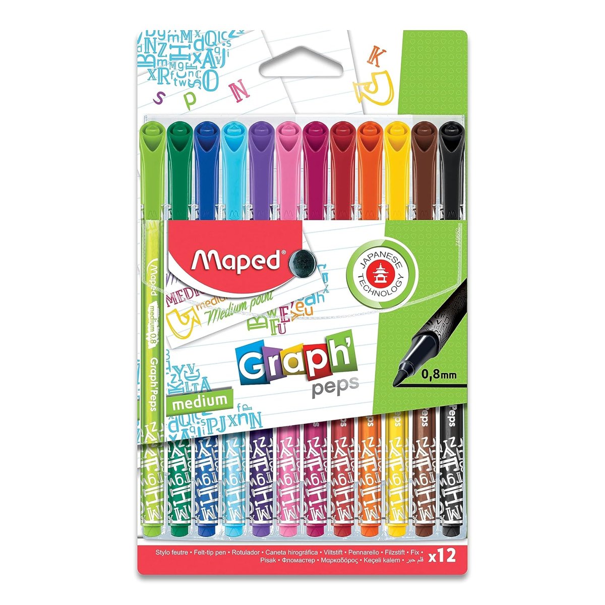 Maped 749652 Felt Tıp 12 Renk Keçeli Kalem
