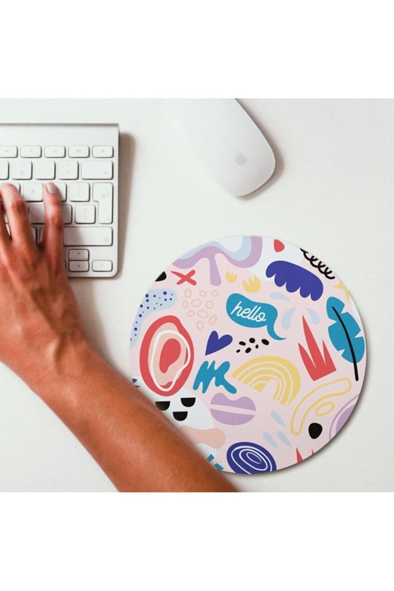 Hediyesepeti Minimal Renkli Tasarımlı Yuvarlak Mousepad - Mouse Pad - Fare Altlığı
