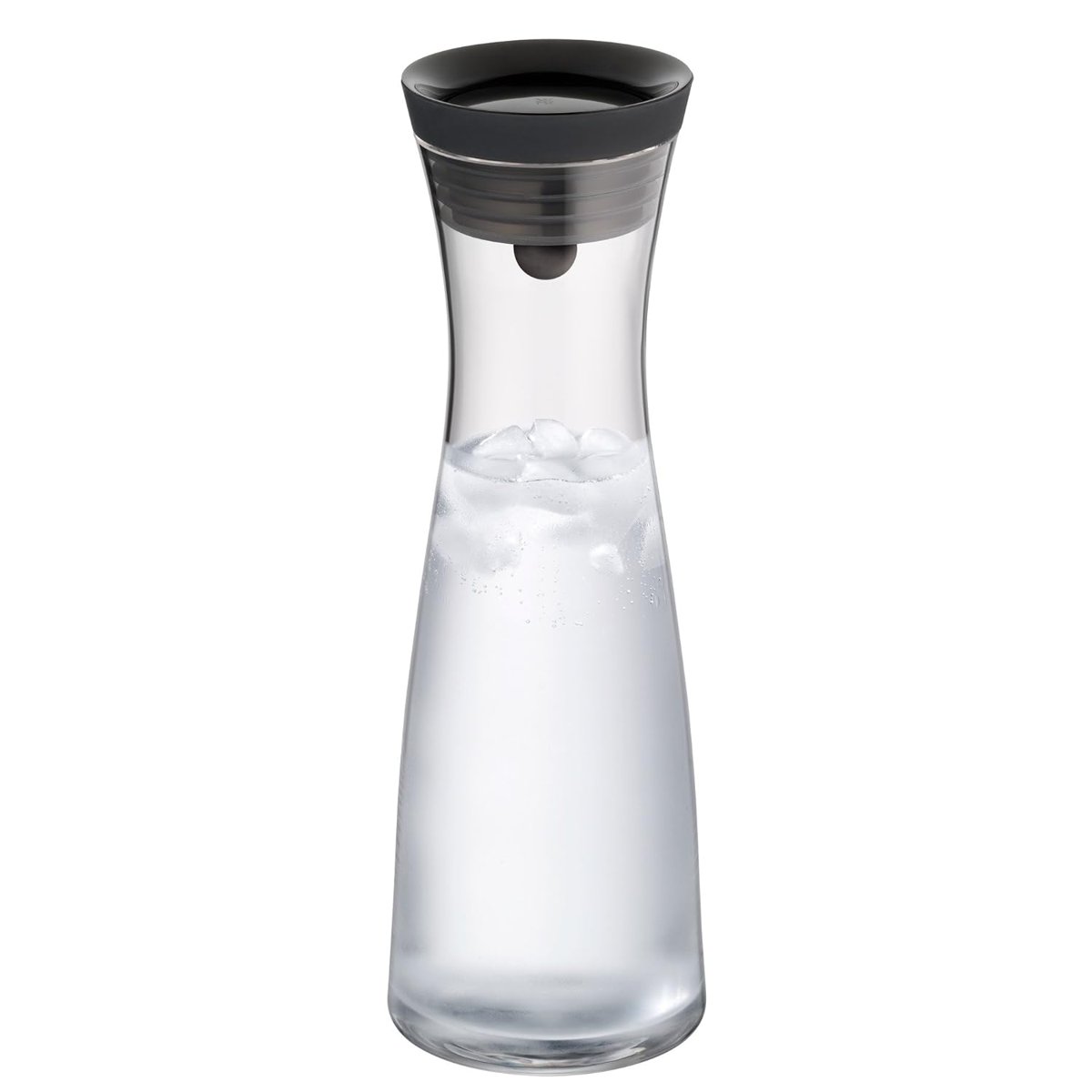 WMF Basic Cam Su Sürahisi, 1 L, Kapaklı, Silikon Kapaklı, Akıllı Kapak Teknolojisi, Siyah