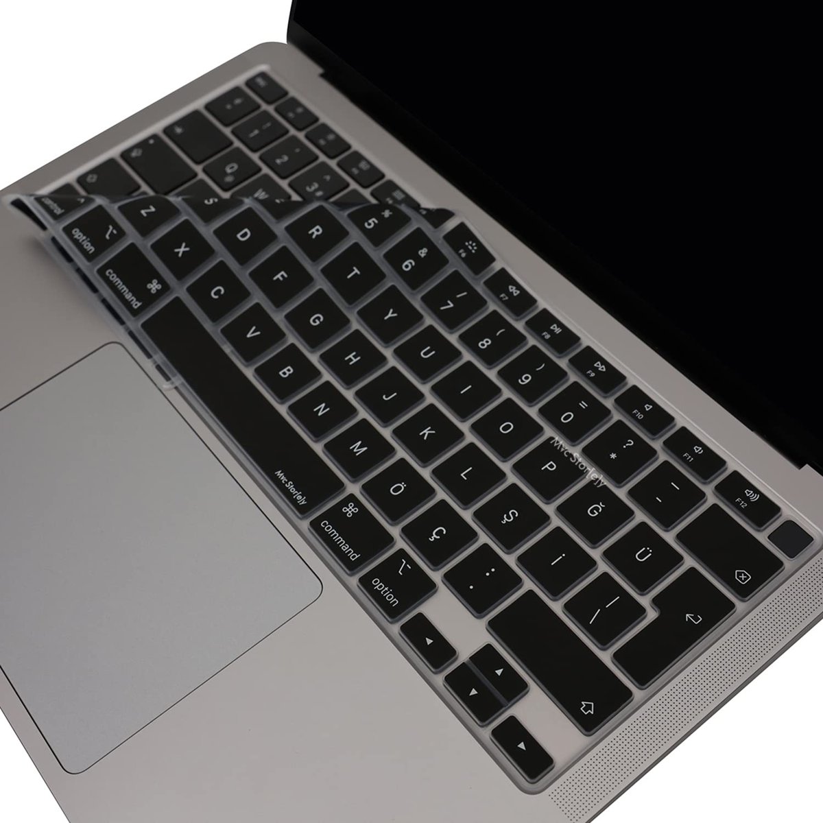 McStorey Türkçe Q Klavye Koruyucu MacBook Air 13 A1932 A2179 A2337 M1 Uyumlu | UK ISO Ters L Enter | Ultra İnce Silikon Keyboard Cover Siyah