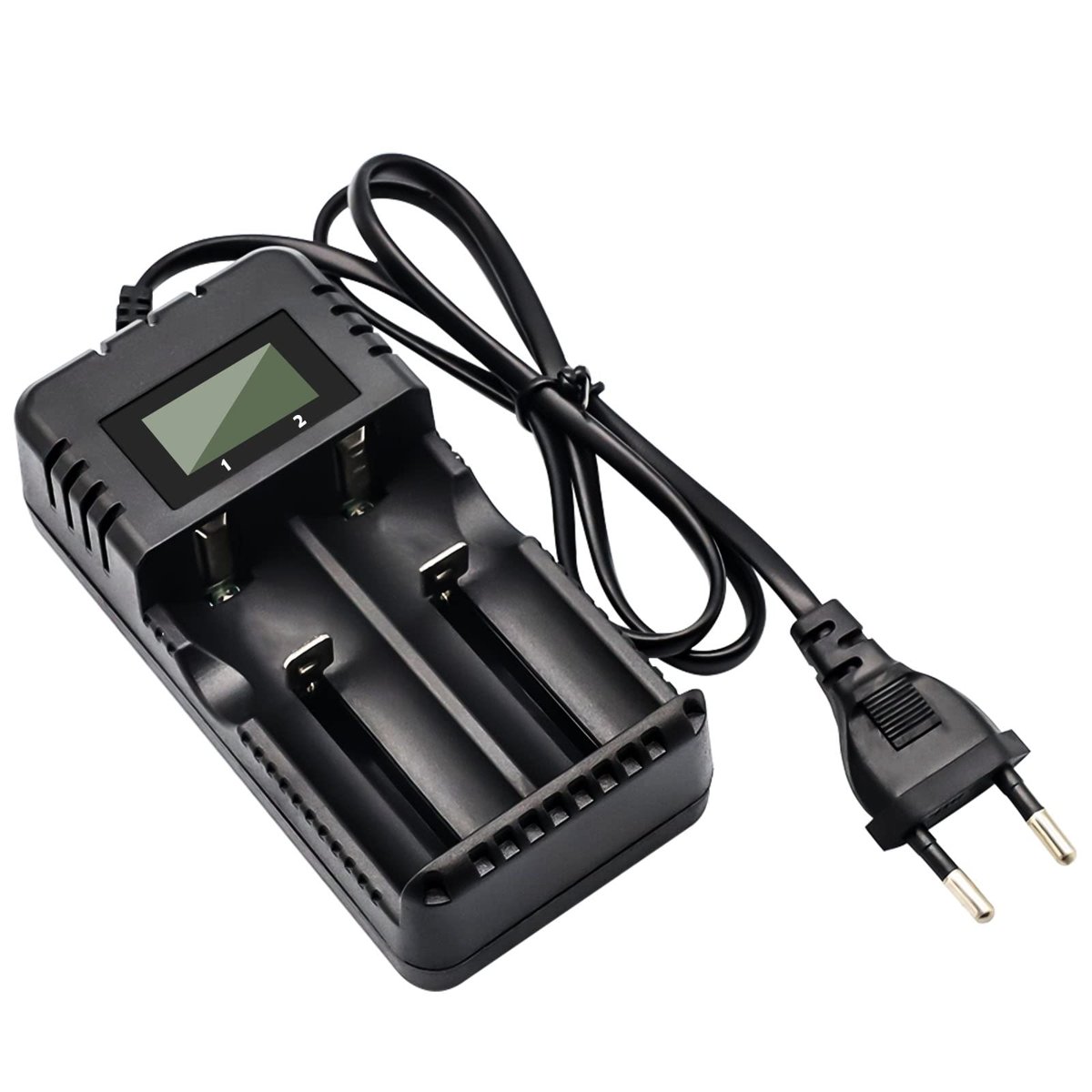 Gbformat Akü Şarj Cihazı LCD Ekran Lityum İyon Pil Şarj Cihazı Akıllı Hızlı Şarj 2 Yuvalı Kafa Çok Sayıda 3,7 V 26650/18650/14500/16340 Lityum İyon Piller ile Uyumlu (Small)