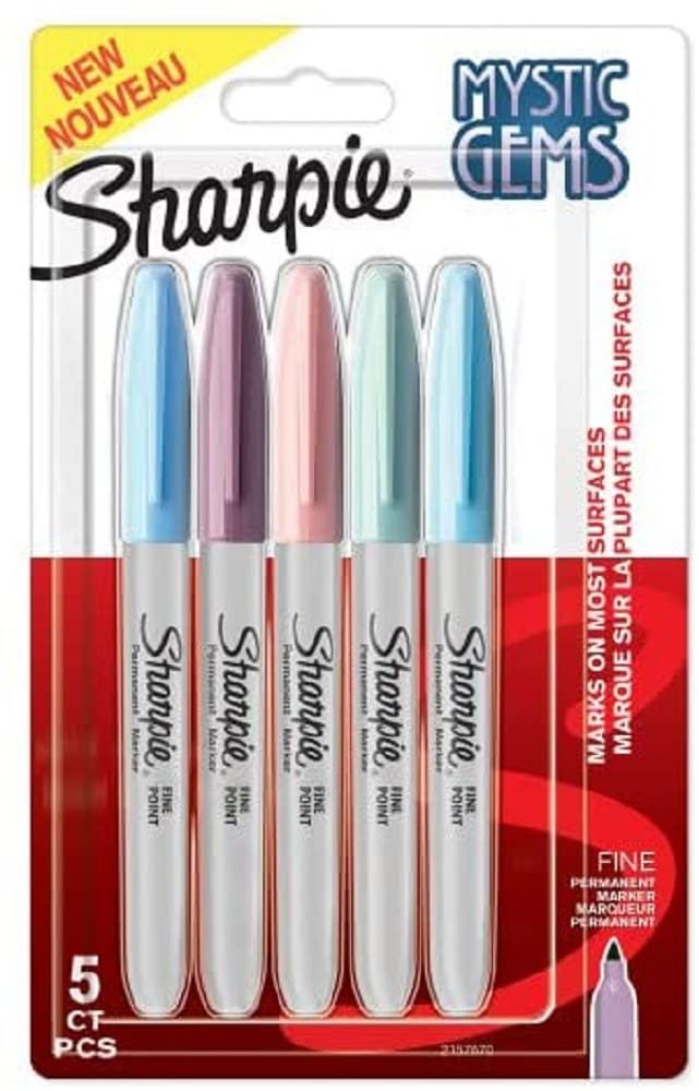 Sharpie Fine Permanent Kalıcı Markör, Mystic Gems, 5'li Paket