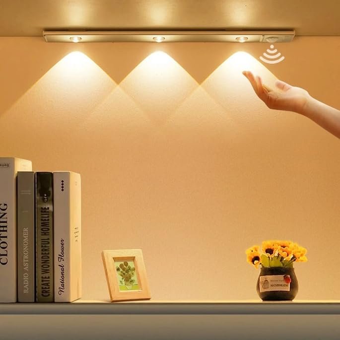 Hareket Sensörlü Ledli Gece Lambası, Parlaklık Ayarı Yapılabilir, 3000K-6000K, 3 Mod, Kablosuz, Merdiven Aydınlatması, USB Şarj Edilebilir Işık, LED Manyetik Lamba, Cata (Akasya - Beyaz 40 Cm)