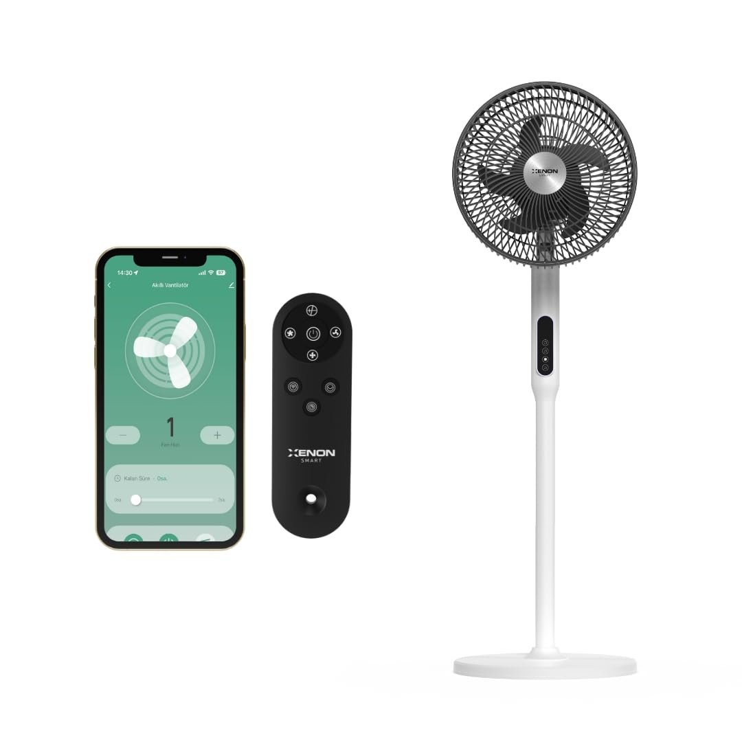Xenon Smart Akıllı Vantilatör | 60W Mobil Kontrol Wifi Kumandalı 3 Kademeli Sessiz Ayaklı Vantilatör X7430