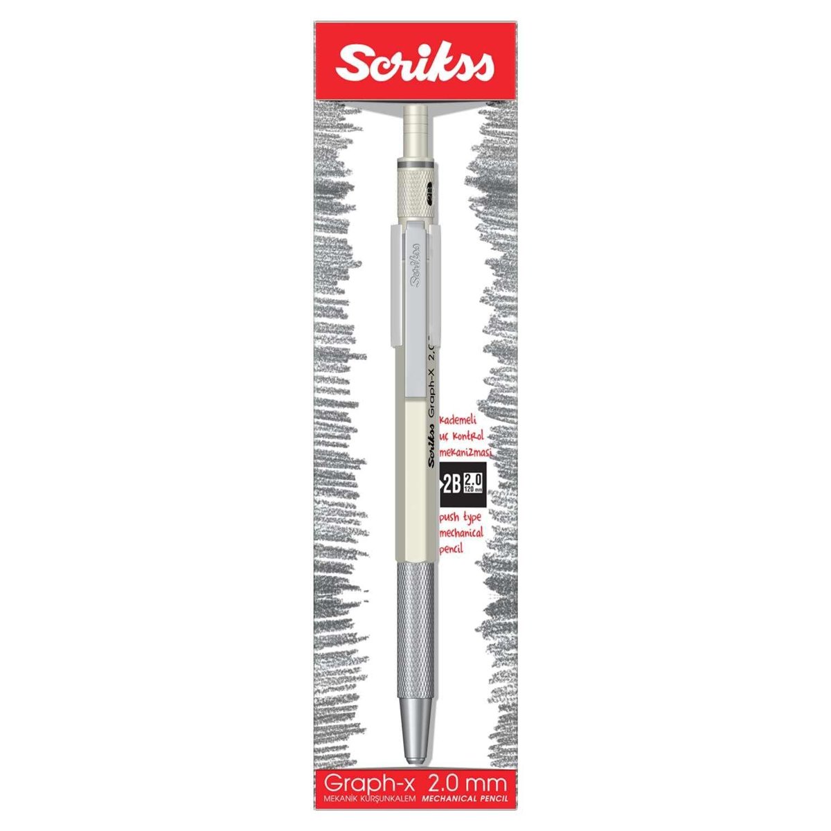 Scrikss Office Graphx Mekanik Kurşun Kalem Beyaz 2 Mm