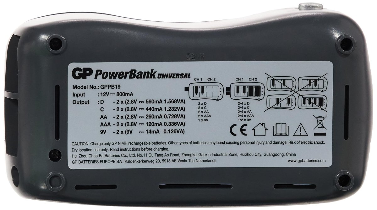 GP PB19 Universal Şarj Cihazı AA, AAA, C, D, 9V NiMH Piller için