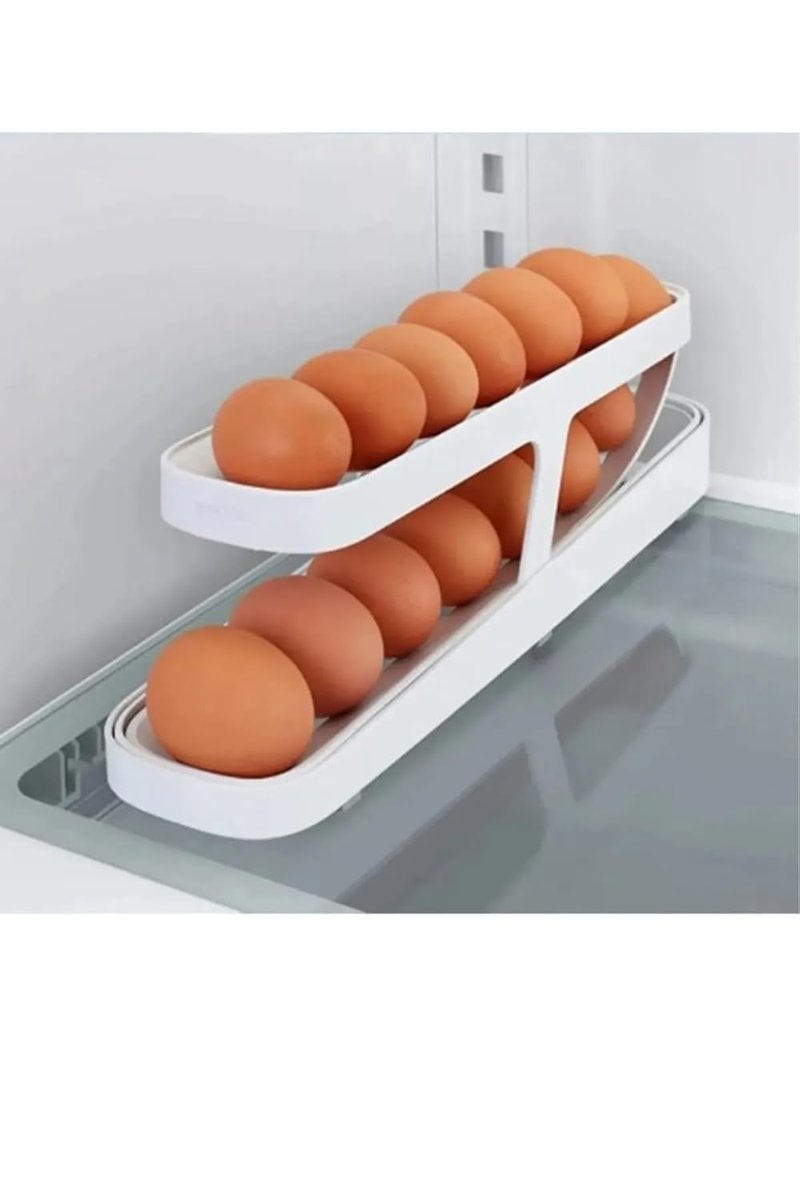TİNEKE 2 Katlı Otomatik Buzdolabı Yumurta Standı Yumurtalık Rafı Saklama Kabı Buzdolabı Organizer