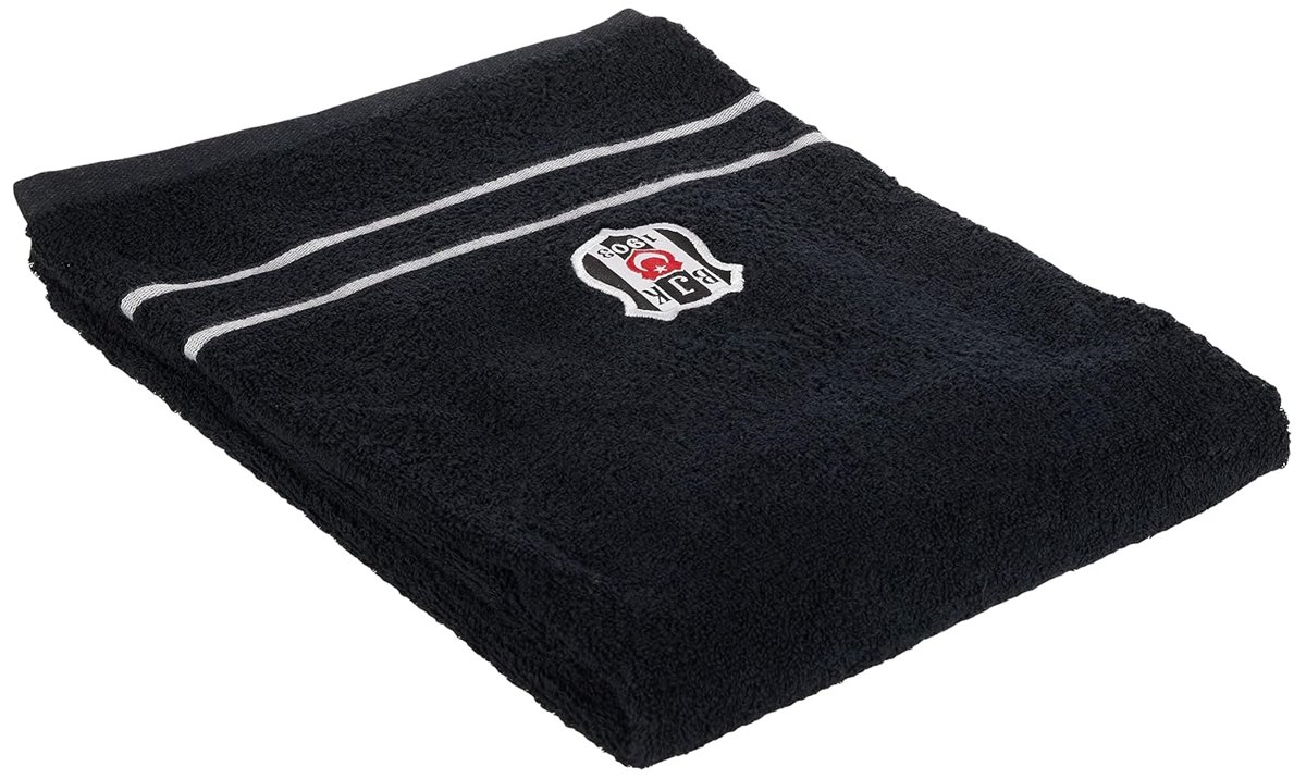 Taç Beşiktaş Lisanslı Arma Baskılı%100 Pamuk Banyo Havlusu, Siyah, 70x140 cm