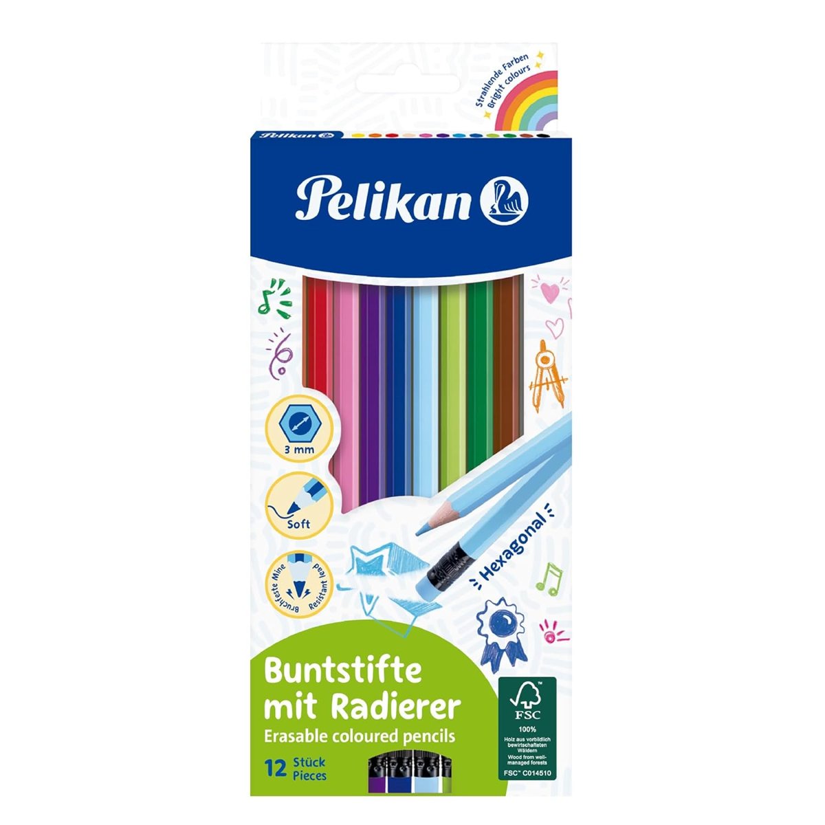 Pelikan Silgili Kuru Boya Kalemi 12li Kutu