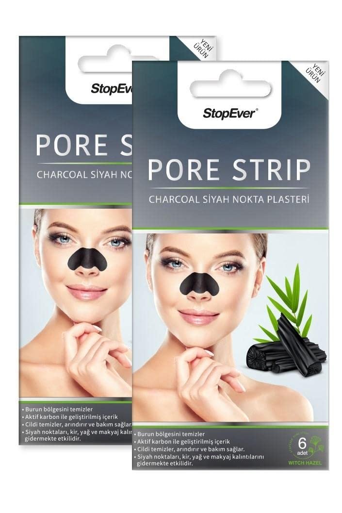 StopEver Charcoal Pore Strip Kömürlü Siyah Nokta Plasteri (2 x 6 Adet)
