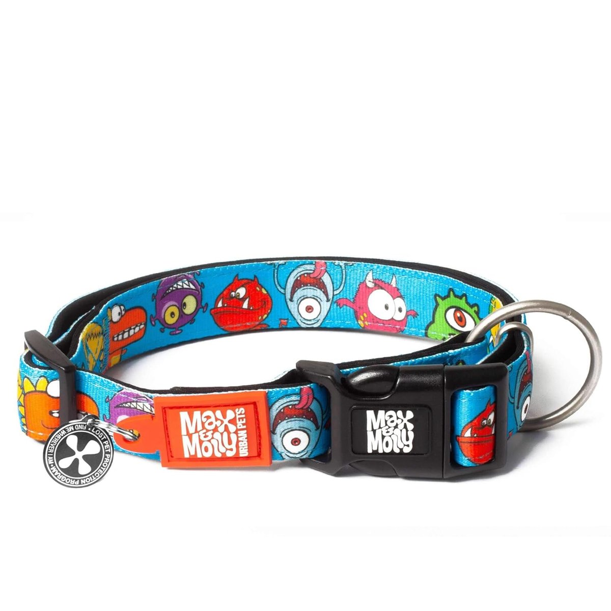 Max  Molly Urban Pets Original Serisi Akıllı Künyeli Köpek Boyun Tasması (M, Canavarlar)