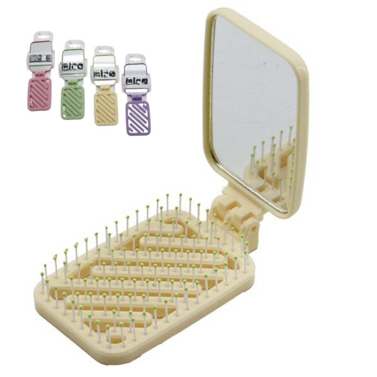 AEE® Dikdörtgen Katlanır Aynalı Tarak – Çocuk ve Yetişkin Kullanımı İçin | Çanta Boy, Taşınabilir, Ergonomik Plastik Tarak (17,5 cm) – Katlanır Ayna ve Delikli Tasarım Karışık Renk