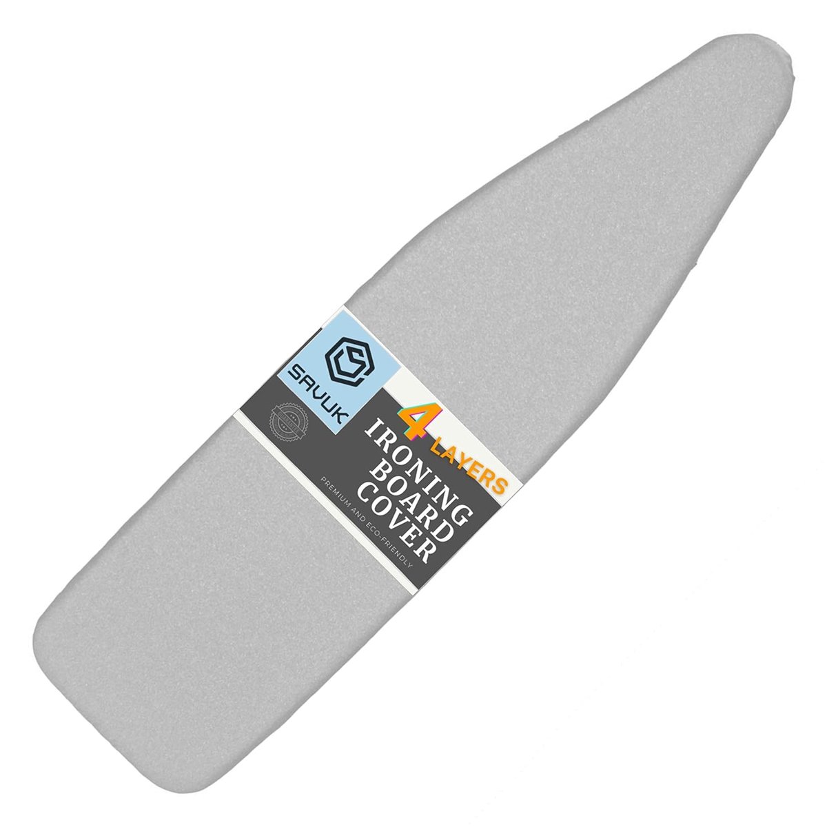 SAVUK Ütü Masası Örtüsü ve Pedi Standart Boyut Silikon Kaplamalı 4 Katlı 38 x 137 cm Ekstra Ağır Hizmet Kalın Dolgu, Isı Yansıtıcı, Yapışmaz Kavurma ve Leke Dayanıklı