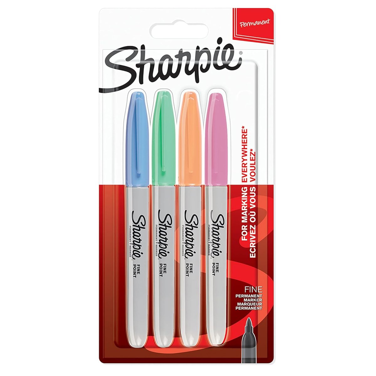 Sharpie Fine Permanent Markör 4'lü Paket, Pastel Renkler