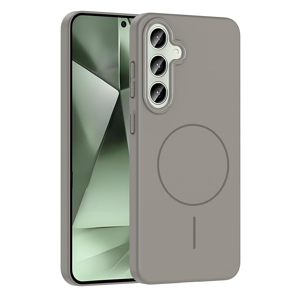 Zore Galaxy ile uyumlu S24 FE Kılıf M-safe Şarj Özellikli Zore Ruby Sert Kapak Gri