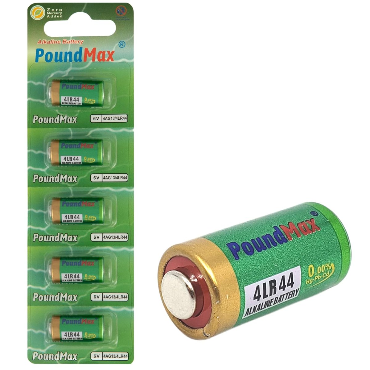 PoundMax Alkalin 5X 4LR44 (4AG13, L1325), 6V | 1x 5'li paket