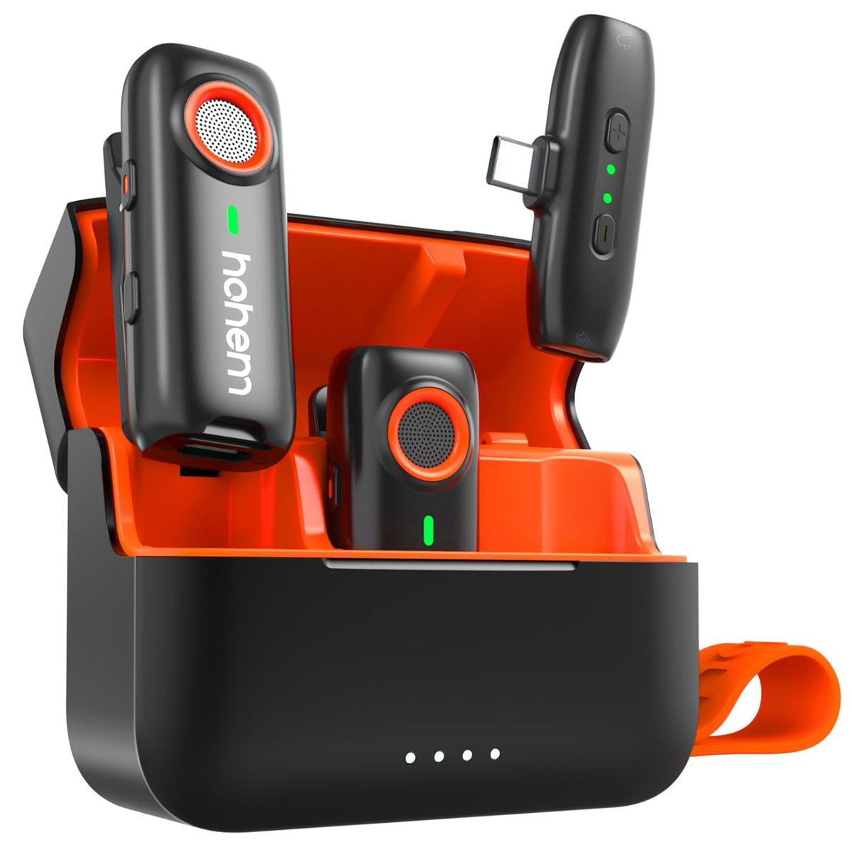 hohem Mic-01 Kablosuz Yaka Mikrofonu, Anında Eşleştirme, DSP Gürültü Engelleme, 20 Saat Pil Ömrü, PC Android Kamera Gimbal için Mini Mikrofon, Video Kaydı/Röportaj, 2 TX+1 RX+Şarj Kutusu