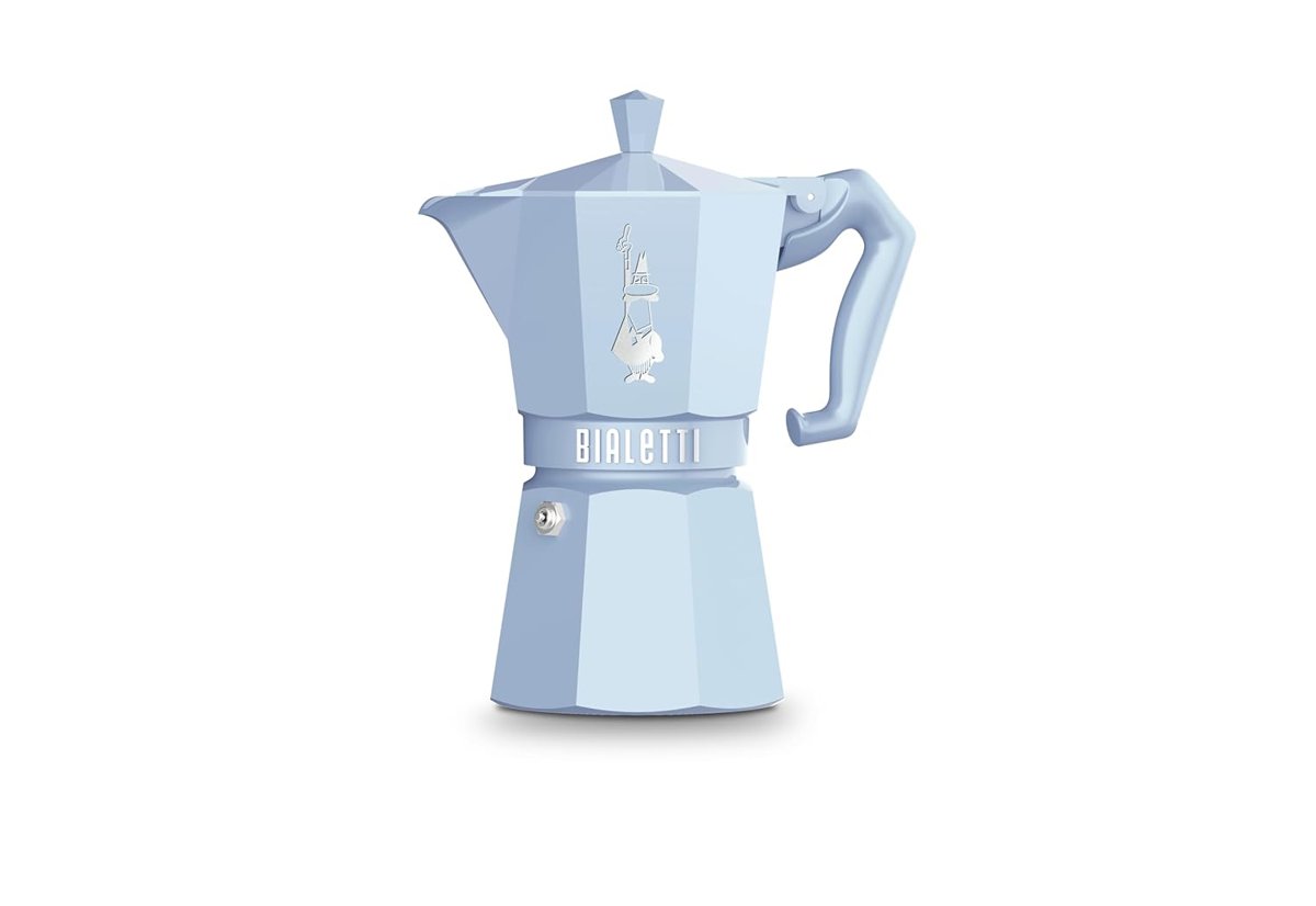 Bialetti - Moka Exclusive: 6 Cups Ocak Üstü Espresso Pişirici - 270ml - Mavi Renk - Alüminyum Gövde - Patentli Güvenlik Valfi - Tüm Ocak Türleri İçin Uygundur (İndüksiyon Hariç)