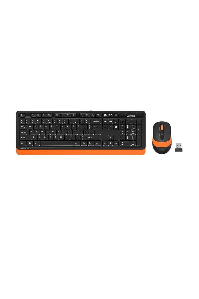 A4 TECH FG1010 2.4G Q Türkçe FN-Multimedya Klavye+Optik 2000DPI Mouse Siyah/Turuncu Kablosuz Set