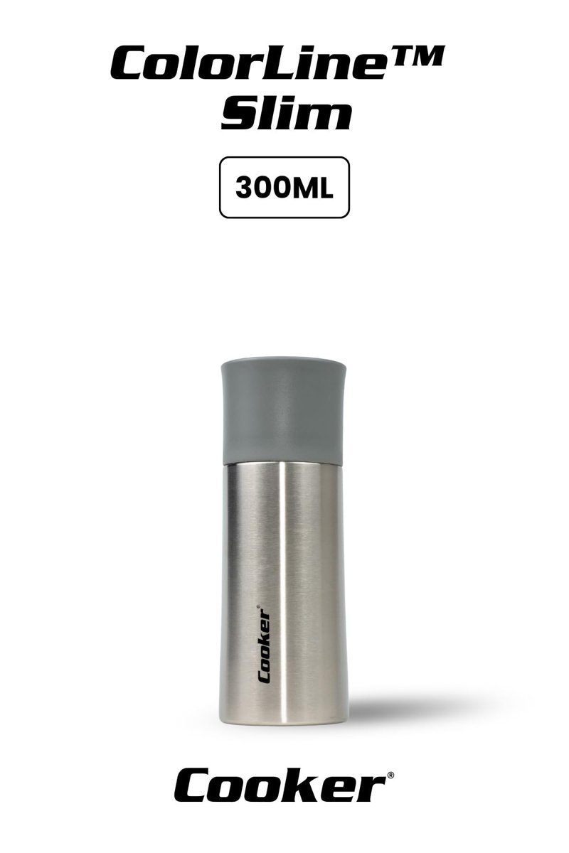 Cooker ColorLine Slim 300 ml Paslanmaz Çelik Termos, Gri