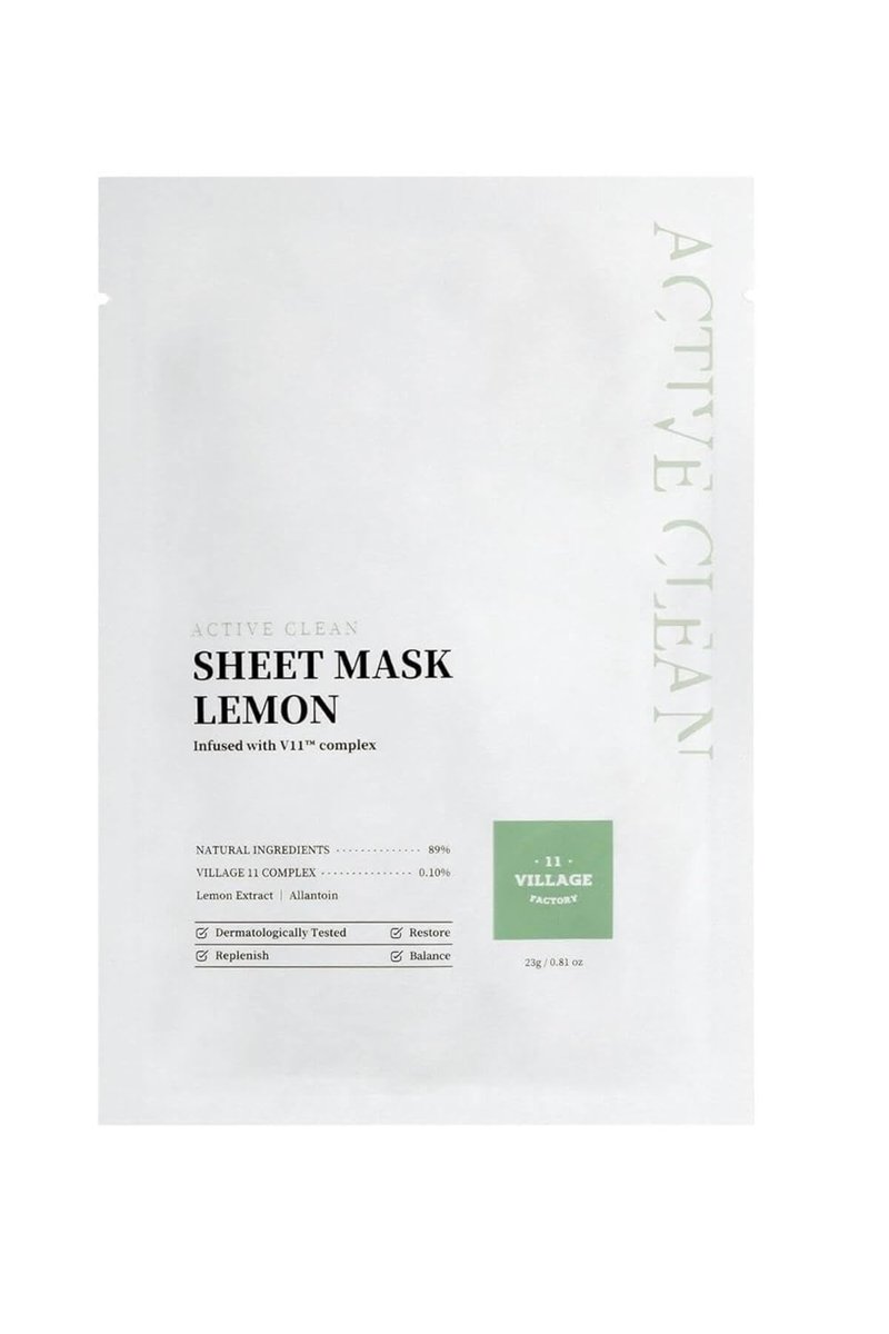 VILLAGE11FACTORY Village 11 Factory Active Clean Sheet Mask Lemon 23 gr – Limon Maskesi