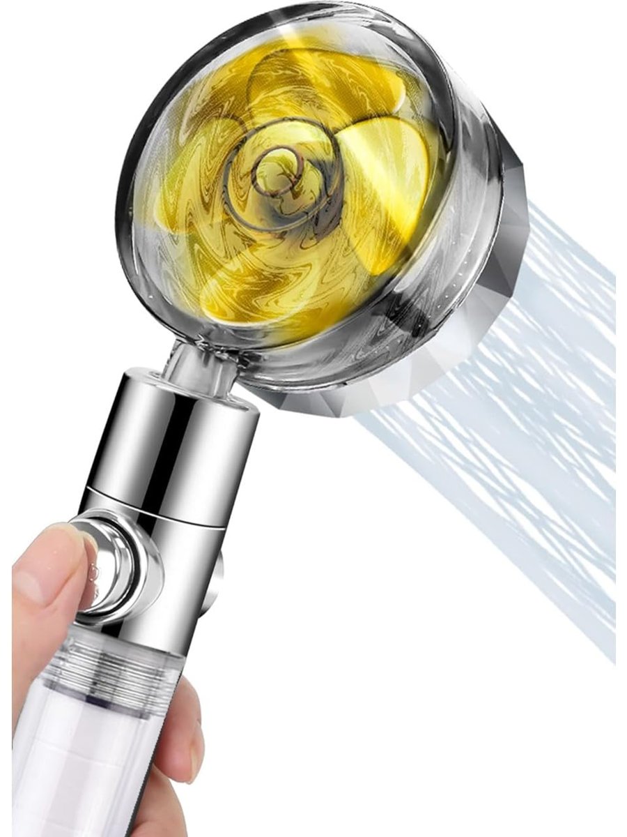 Turbo Led Işıklı Duş Başlığı Pervaneli Filtreli Su Tasarruflu Duş Başlıgı Turbo El Duşu Banyo Fiskiyesi Led Işıklı Lüks Duş Başlığı