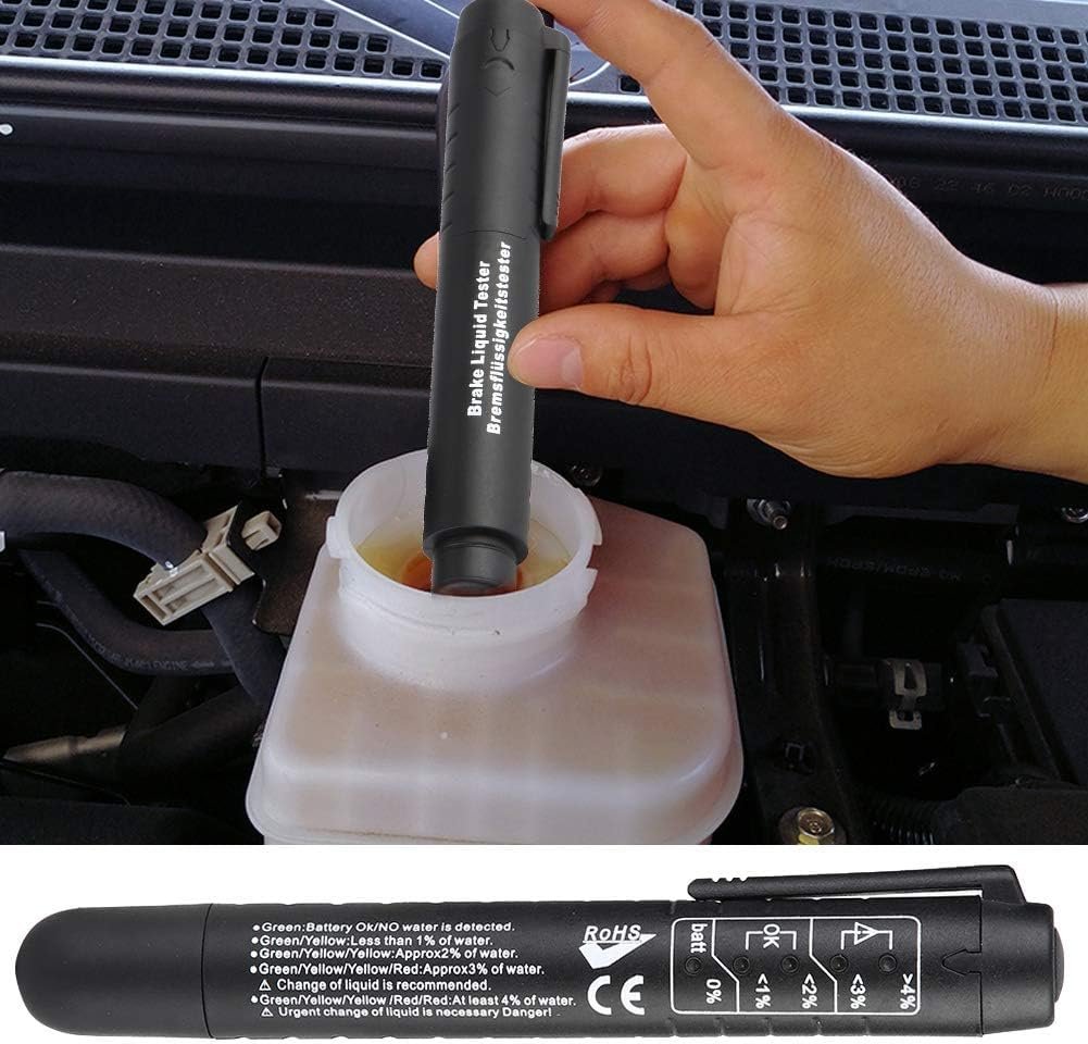 AEE® Elektronik Fren Hidroliği Kalite Kontrol Test Kalemi Aleti – DOT 3 / DOT 4 / DOT 5.1 Uyumlu, 5 LED Göstergeli Fren Yağı Nem Ölçer (Pil Dahil Değil)