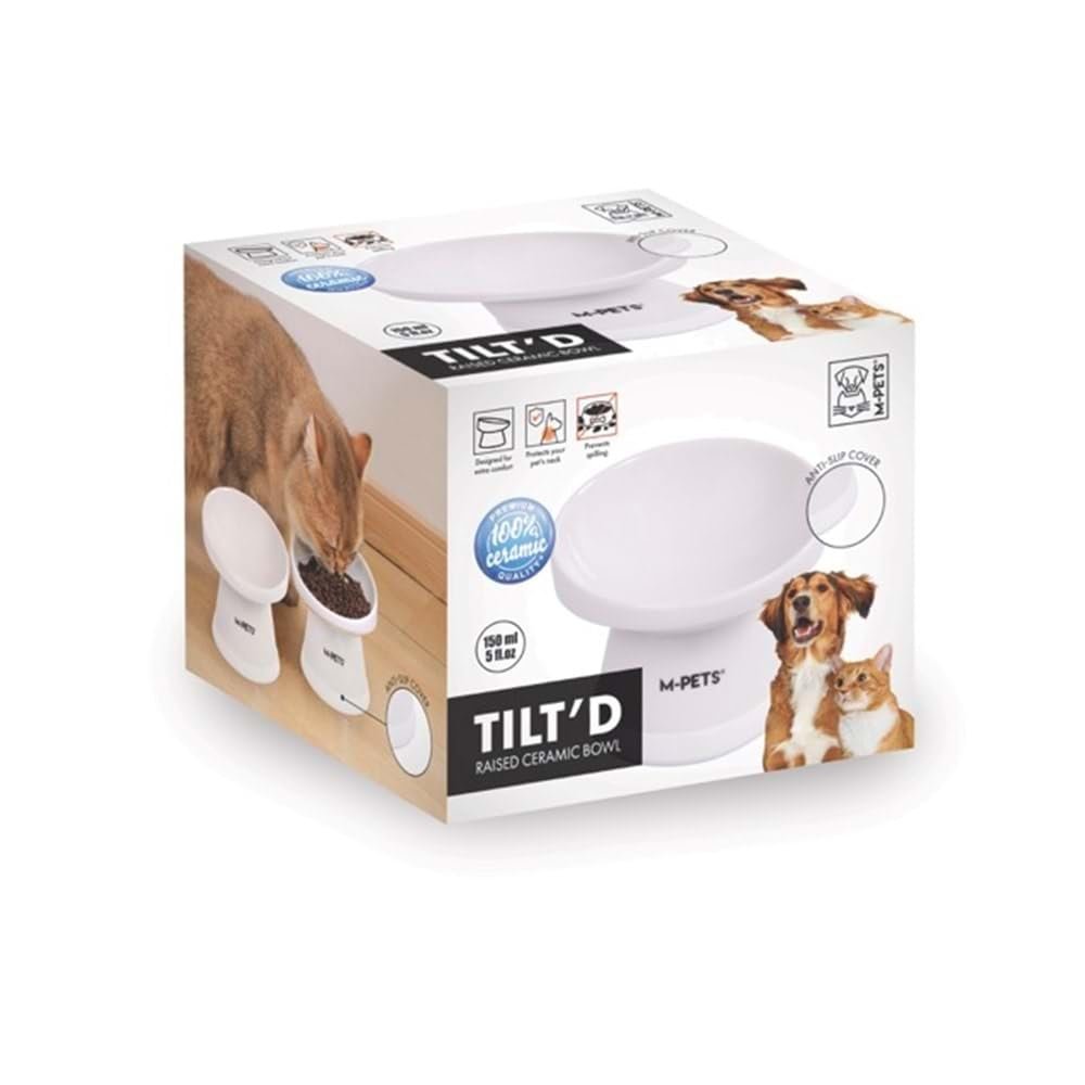 M-PETS TILTD SERAMİK MAMA KABI 150ML WHİTE