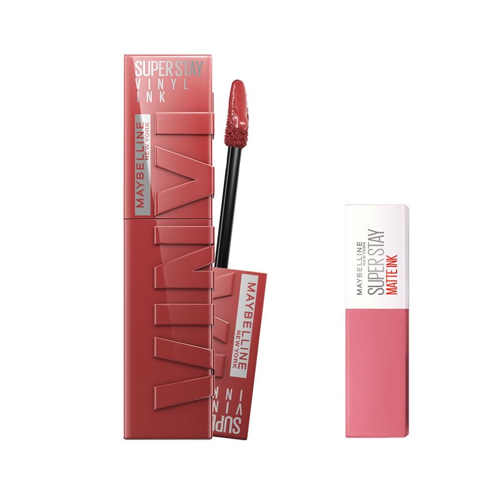 Maybelline New York Super Stay Vinyl Ink Uzun Süre Kalıcı Likit Parlak Ruj 35 Cheeky  Mini Super Stay Matte Ink Likit Mat Ruj - 15 Lover Makyaj Seti