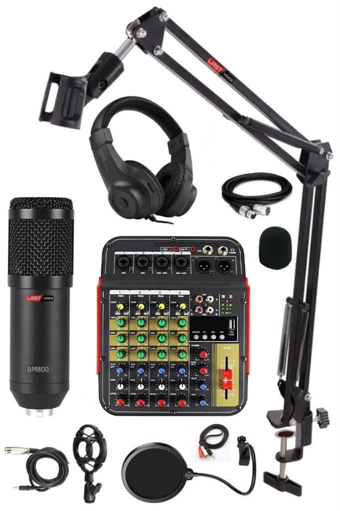Lastvoice Rec Paket-2 BM800 Mikrofon Phantomlu Mikser Kulaklık Stand Filtre Set