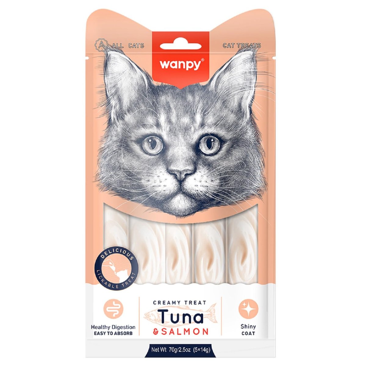 Wanpy Ton BalığıSomon 5x14 gr Likit Kedi Ödülü