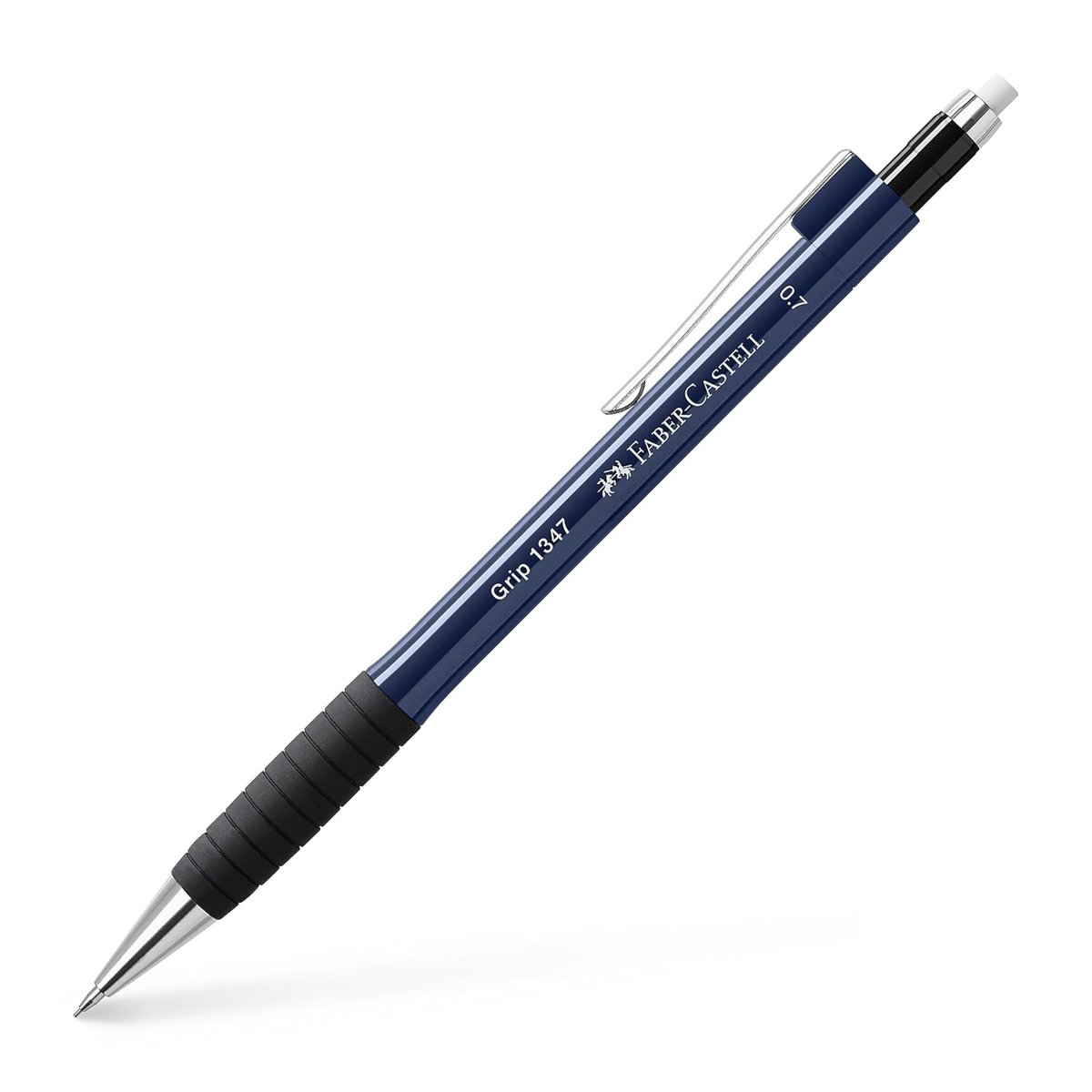 Faber-Castell Grip 1345/47 Versatil Kalem, 0.7 mm, Navy Blue, Ergonomik Tutuş, Yaylı Uç, Uzun Silgi,