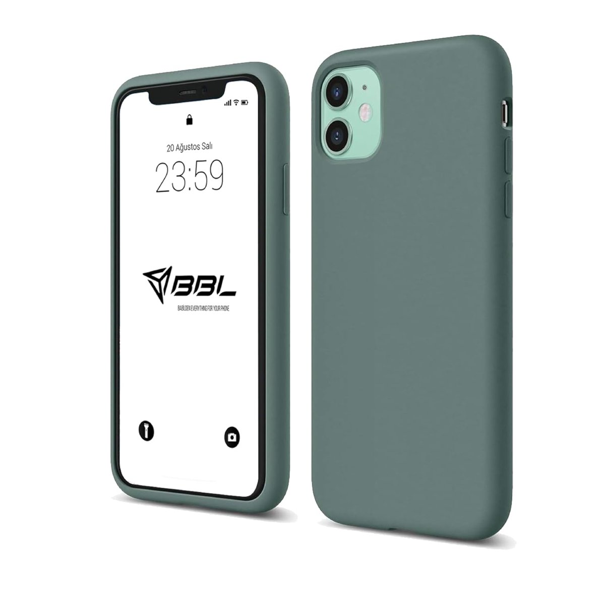 Babilden iPhone Kılıf İnce Sıvı Silikon 3 Katmanlı Tam Kaplamalı Yumuşak Jel Kauçuk Kılıf Kapak (Yeşil, iPhone 11)