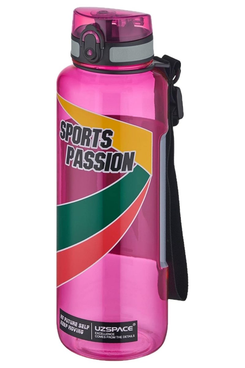 Uzspace Sports Passion Mega Büyük Boy 1500 ml Tritan Su Matarası Kaydırmaz Tutma Özelliği Pembe