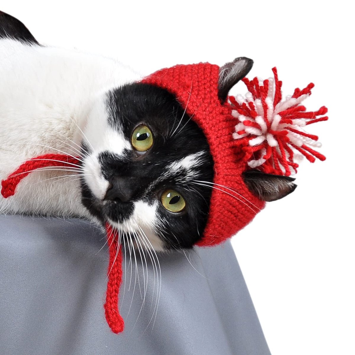 X-Perk Örme Kedi Şapkası Ponponlu Yılbaşı Şapkası