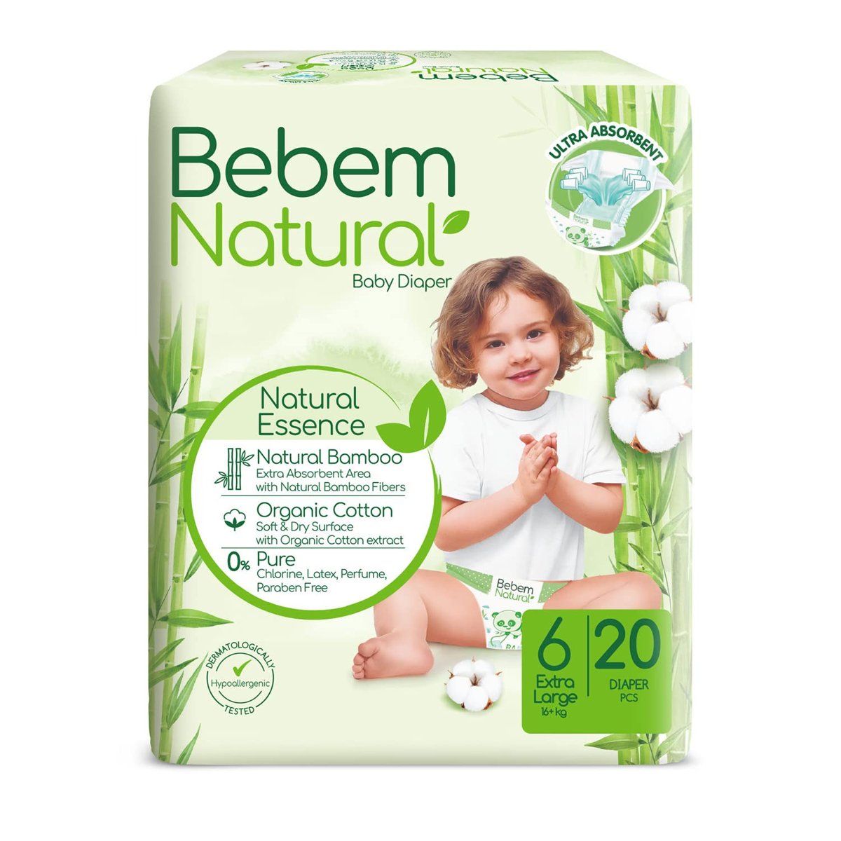 Bebem Natural 6 Beden Xlarge Bebek Bezi (1 x 20 Adet)