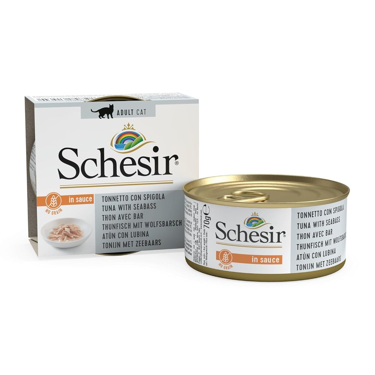 Schesir Yetişkin Kedi Konservesi 70 Gr Ton Balıklı + Levrek Etli