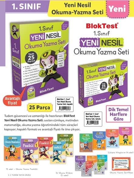 1.Sınıf Yeni Nesil Okuma Yazma Seti SHRİNK 'li Blok Test Yayınları