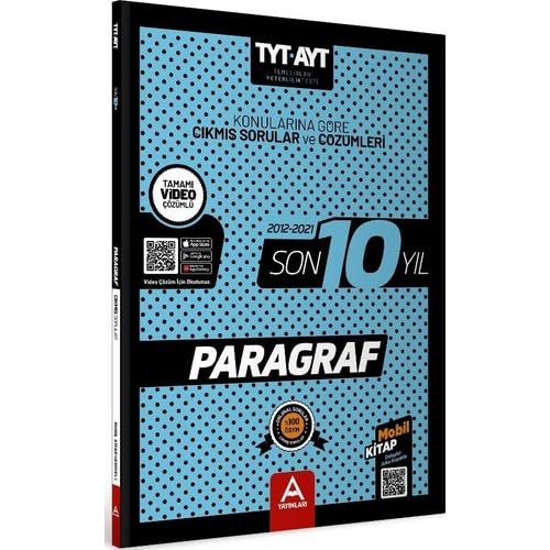 A Yayınları TYT-AYT Paragraf Son 10 Yıl Soru ve Çözümleri